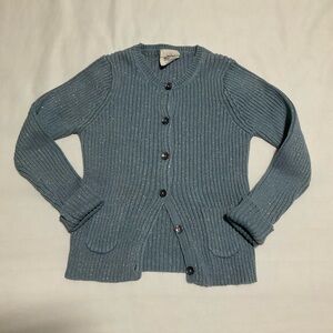 MINI BODEN 3/4 Blue Ribbed Cardigan